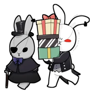 🛍 rabbit, bunny, gifts, presents, cartoon telegram sticker