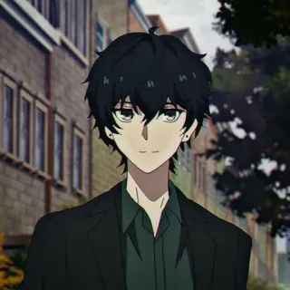 🕳 Anime, Personaje, Hombre, Morena, pelo negro, Chaqueta whatsapp sticker