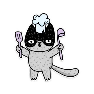 👨‍🍳 고양이, 요리사, 요리, 동물, 만화, 부엌, 요리사, 음식 telegram sticker