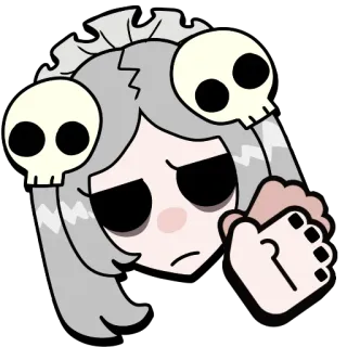 😕 cartoon, schedel, dienstmeid, personage, emotie telegram sticker