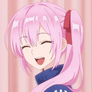 🌷 Anime, Mädchen, Pinke Haare, lächelnd telegram sticker