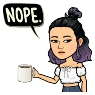 🔪 NOPE. нет, кофе, аватар, несогласие, женщина telegram sticker