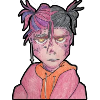 🤨 Lil Peep cry baby, die young, Lilbaby raper, muzyka, Lil Peep, Crybaby, kreskówka, portret telegram sticker