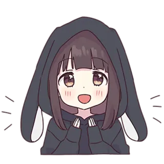 🤗 Anime, Mädchen, Süß, Cartoon, Hase, Hoodie whatsapp sticker