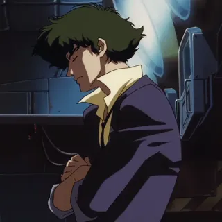 🚬 Spike Spiegel Cowboy Bebop Anime, Cowboy Bebop, Spike Spiegel, Triste, Personagem, Televisão whatsapp sticker