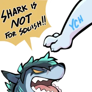 🖐 SHARK IS NOT FOR SQUISH!! tiburón, dibujos animados, pegatina, animal, lindo, peludo telegram sticker
