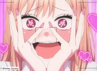😍 @Anime_Dynasty 애니메이션, 만화, 귀여운, 여자, 하트, 사랑, 분홍색, 카와이 telegram sticker