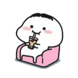 🪐 cartone animato, carino, bevanda, boba, sedia telegram sticker