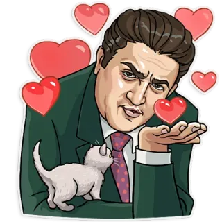 😘 мужчина, кот, сердечки, поцелуй, любовь, стикер telegram sticker