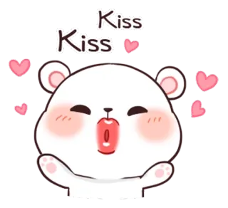 🐵 Kiss Kiss oso, beso, amor, corazón, lindo, romántico telegram sticker