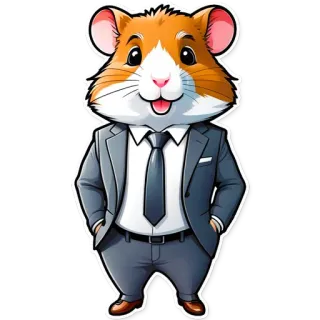 😀 criceto, completo, cravatta, animale, cartone animato, uomo d'affari, carino telegram sticker
