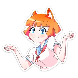 🤷‍♂️ chica anime, encogimiento de hombros, orejas de gato, uniforme escolar telegram sticker