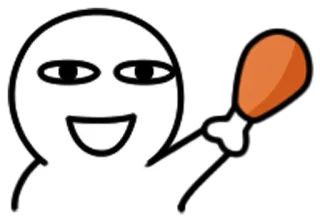 🍗 kartun, gambar tongkat, ayam, makanan, humor, ekspresi telegram sticker