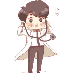 🤕 의사, 청진기, 만화, 건강, 의료, 건강 관리 telegram sticker