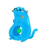🦠 cartoon, animal, cat, blue telegram sticker