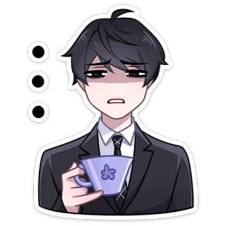 😐 animé, fatigué, sommeil, café, dessin animé, triste telegram sticker