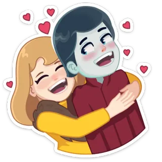 🥰 pareja, amor, feliz, dibujos animados, romance telegram sticker
