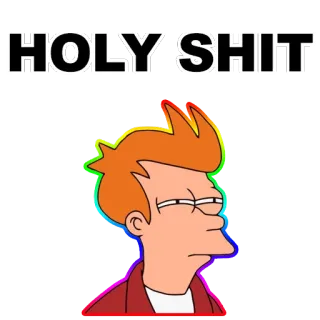 😑 Fry Futurama HOLY SHIT desenho animado, engraçado, palavrão, puta merda, Fry, Futurama whatsapp sticker