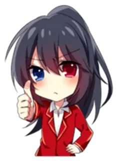 👍 Anime, Chibi, Pouce levé, Fille, Dessin animé telegram sticker