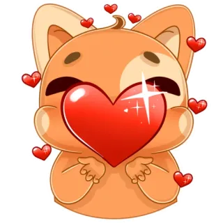 ❤️ mèo, trái tim, yêu, dễ thương, động vật, nhãn dán telegram sticker