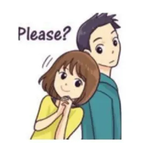 🤗 Please? couple, request, begging, cartoon, cute, please telegram sticker