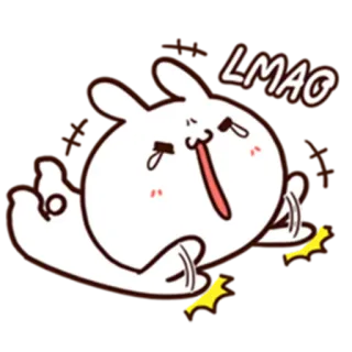 😖 LMFAO Hase, Cartoon, lmfao, Humor, beleidigend, Obszönität, Slang, Ausdruck, Text telegram sticker
