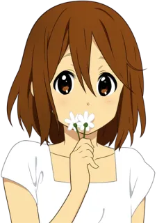 😳 Yui Hirasawa K-On! anime, k-on, yui hirasawa, cute, flower telegram sticker