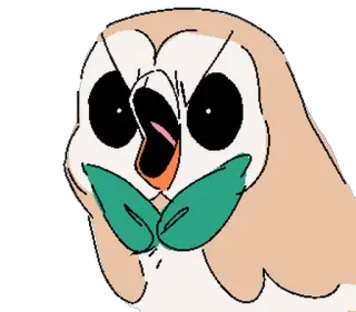 😲 Rowlet Pokemon, Brindibou, hibou, dessin animé telegram sticker