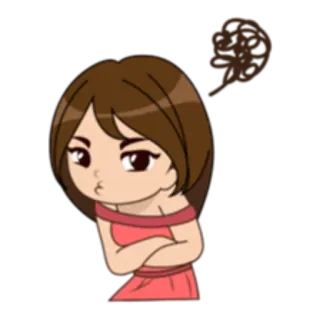 😡 漫画, 怒り, 不機嫌, イライラ, 女性, ちび, かわいい telegram sticker