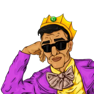 😏 König, Krone, Sonnenbrille, Porträt, Cartoon, Figur, Mann telegram sticker