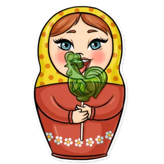😛 Матрёшка, Русская кукла, Леденец, Конфета, Традиционный, Игрушка, Сладкий, Десерт whatsapp sticker