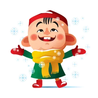 🤗 겨울, 눈, 만화, 목도리, 아이 whatsapp sticker