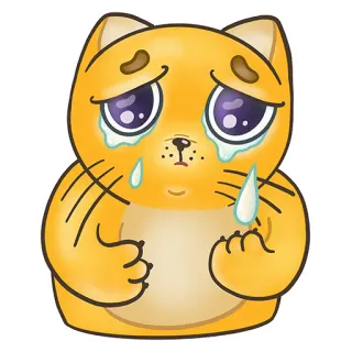 😢 cat, sad, crying, emotion, cute, kawaii whatsapp sticker