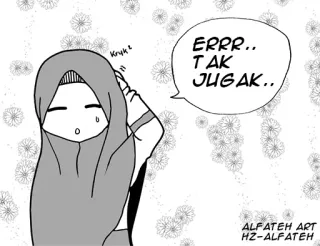 😩 ERRR.. TAK JUGAK.. muçulmano, hijab, desenho animado, malaio telegram sticker