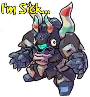 🤒 I'm Sick... Monster, krank, Roboter, Cartoon, Krankheit telegram sticker