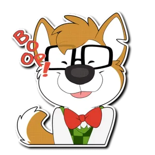 👃 BOOP! perro, dibujo animado, gafas, boop, lindo, animal, peludo telegram sticker