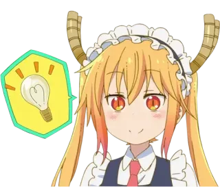 💡 Tohru Miss Kobayashi's Dragon Maid Тору, Аниме, Дракон, Горничная, Miss Kobayashi's Dragon Maid, Лампочка, Идея telegram sticker