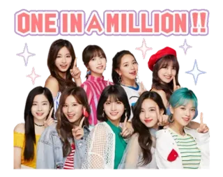 ☝️ ONE IN A MILLION !! kpop, grupo feminino, twice, música, entretenimento, estrelas whatsapp sticker