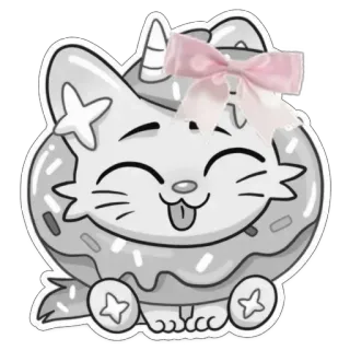 🍩 gato, donut, kawaii, fofo, unicórnio, adesivo, animal, comida telegram sticker