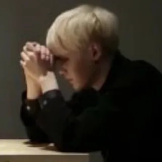 🙏 person, praying, blond hair, upset, contemplative, sad, reflection, emotional telegram sticker