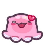 😘 น่ารัก, สีชมพู, สัตว์ประหลาด, หัวใจ, การ์ตูน, หยด, ตัวละคร telegram sticker