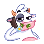 🙄 cartoon, cow, animal, sleepy, cute, tired telegram sticker