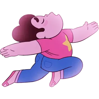 😌 Steven Universe 만화, 애니메이션, 캐릭터, 스티븐 유니버스, 포즈, 행복한, 분홍색 셔츠, 파란색 바지 telegram sticker