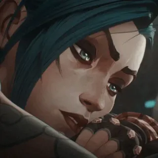 🦋 Jinx Arcane 징크스, 아케인, 리그 오브 레전드, 캐릭터, 파란 머리, 애니메이션 telegram sticker