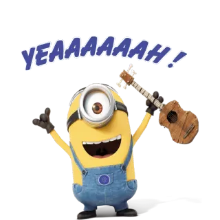 🙌 Minion YEAAAAAAH! มินเนี่ยน, การ์ตูน, สติกเกอร์, มิสเตอร์แสบ ร้ายเกินพิกัด, ตลก, ตื่นเต้น, กีตาร์, ร่าเริง telegram sticker