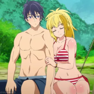 ⚔️ Anime, Strand, Bikini, Man, Vrouw, Romantiek telegram sticker