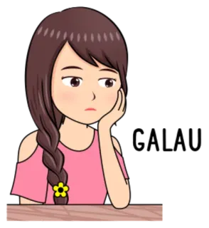 😢 menina, desenho animado, triste, entediada, beicinho, chateada whatsapp sticker