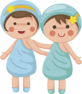 🥳 Kartun, Kembar, Lucu, Ilustrasi, Persahabatan, Anak-anak telegram sticker