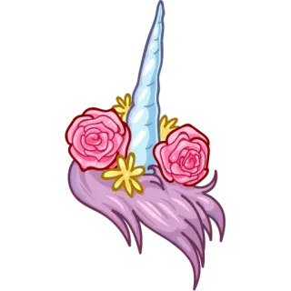 🦄 unicórnio, chifre, flores, fofo, mágica, fantasia telegram sticker