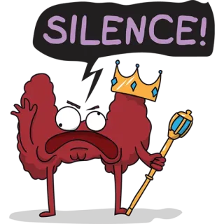😠 SILENCE! dessin animé, silence, roi, couronne, sceptre whatsapp sticker